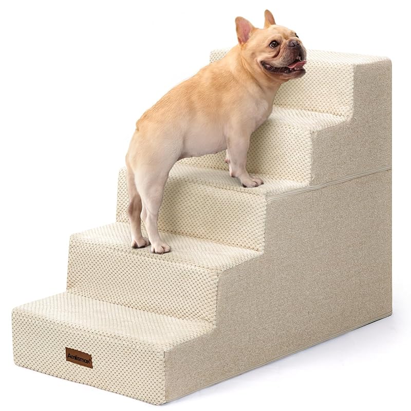 Escada para cães e gatos com 5 degraus em espuma, aodisman, Bege