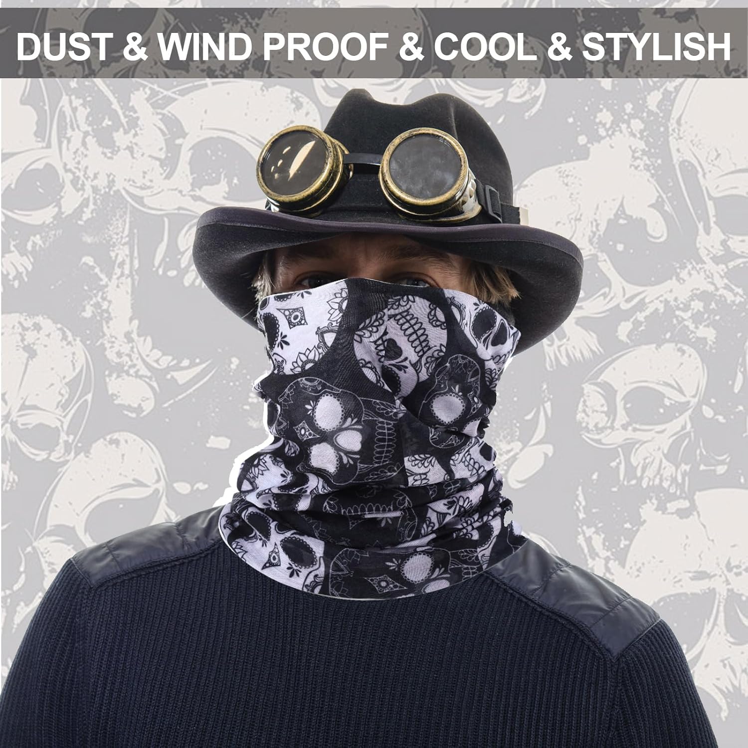 Didaey 60 Pcs Neck Gaiter Bulk for Men Women Balaclava Face Mask Coverings Seamless Headwear Bandana UV Protection Neck Scarf
