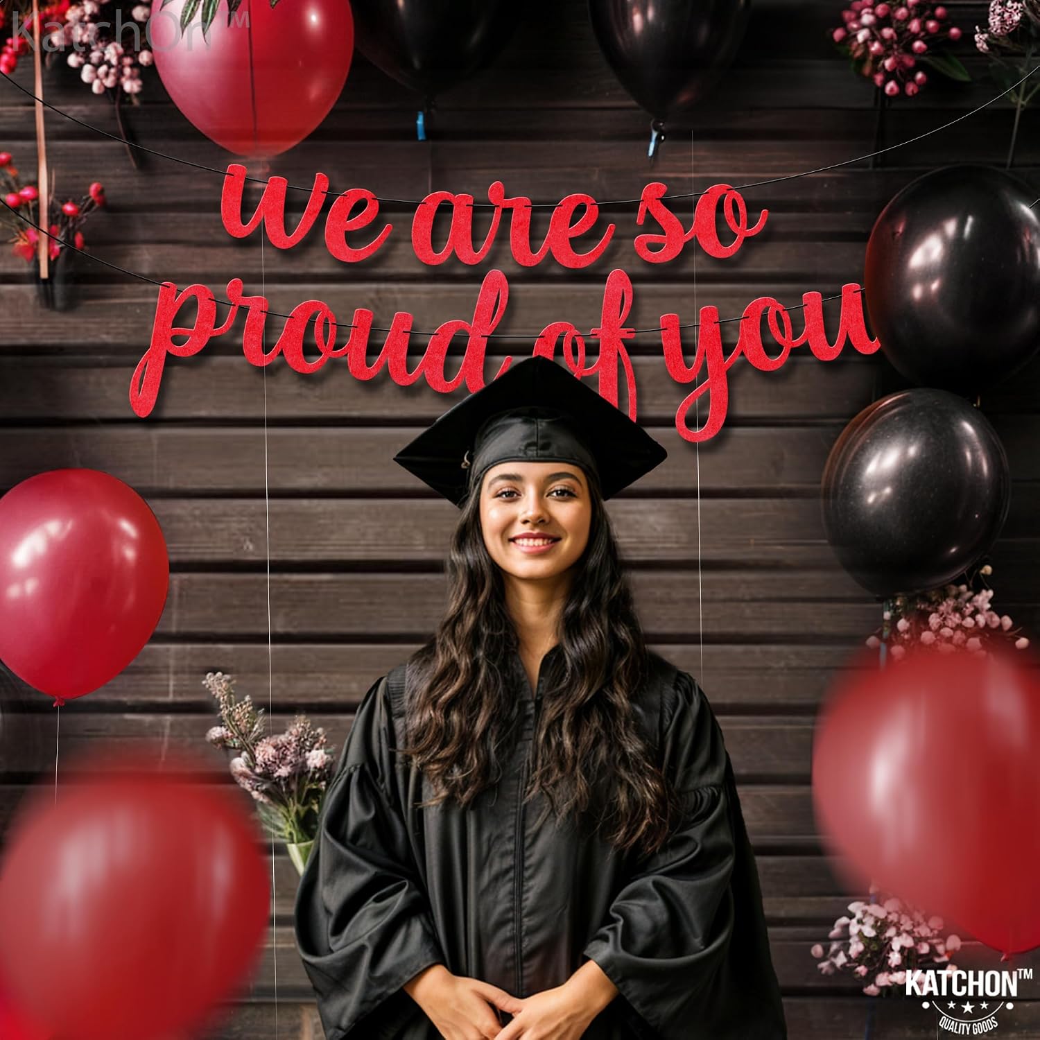 KatchOn, Felt We are So Proud of You Banner - 8 Feet, No DIY | Congratulations Banner 2026, Red Graduation Decorations Class of 2026 | Red We are So Proud of You Sign for Graduation Decorations 2026