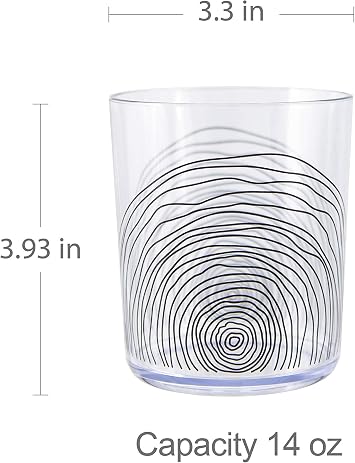 bzyoo BPA-Free Designed Dishwasher Safe 14 oz Plastic Tumbler Set which is Durable and Stackable Great For Parties Holidays Anniversaries (6 PCS, Organica Black)
