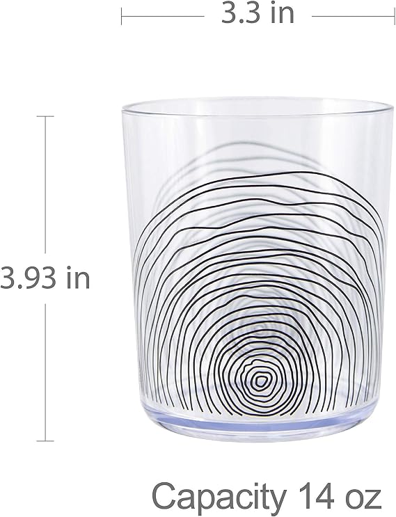bzyoo BPA-Free Designed Dishwasher Safe 14 oz Plastic Tumbler Set which is Durable and Stackable Great For Parties Holidays Anniversaries (6 PCS, Organica Black)