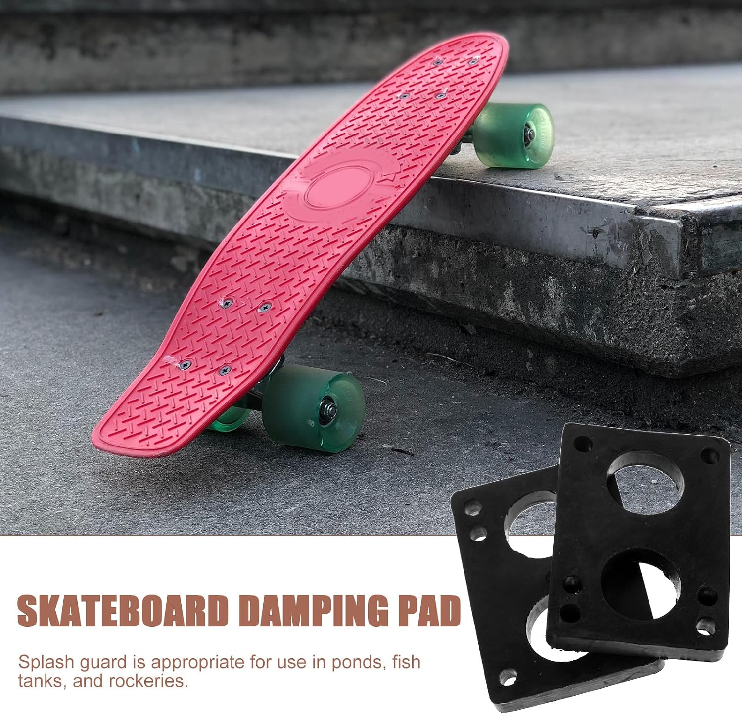 UPKOCH Skateboard Riser Pads 10mm Pu Shock Absorber Bushings 2pcs Skateboard Accessories Sturdy Damping Pads for Four-Wheel Longboard and Cruiser Use