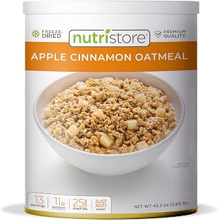 Nutristore Freeze-Dried Apple Cinnamon Oatmeal | Emergency Survival Bulk Food Storage Meal | Perfect for Everyday Quick Meals or Long-Term Storage | 25 Year Shelf Life | USDA Inspected (1-Pack)