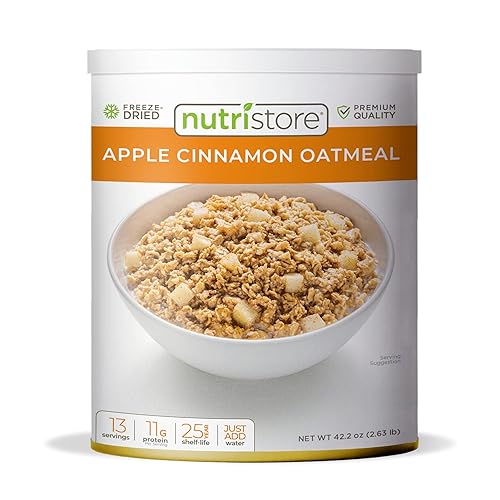 Nutristore Avena liofilizada de manzana y canela  Alimentos a granel de supervivencia de emergencia para almacenamiento de alimentos  Perfecto para