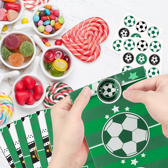 Pack of 18 Football Gift Bags Paper with 18 Stickers 2 Styles