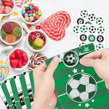 Pack of 18 Football Gift Bags Paper with 18 Stickers 2 Styles