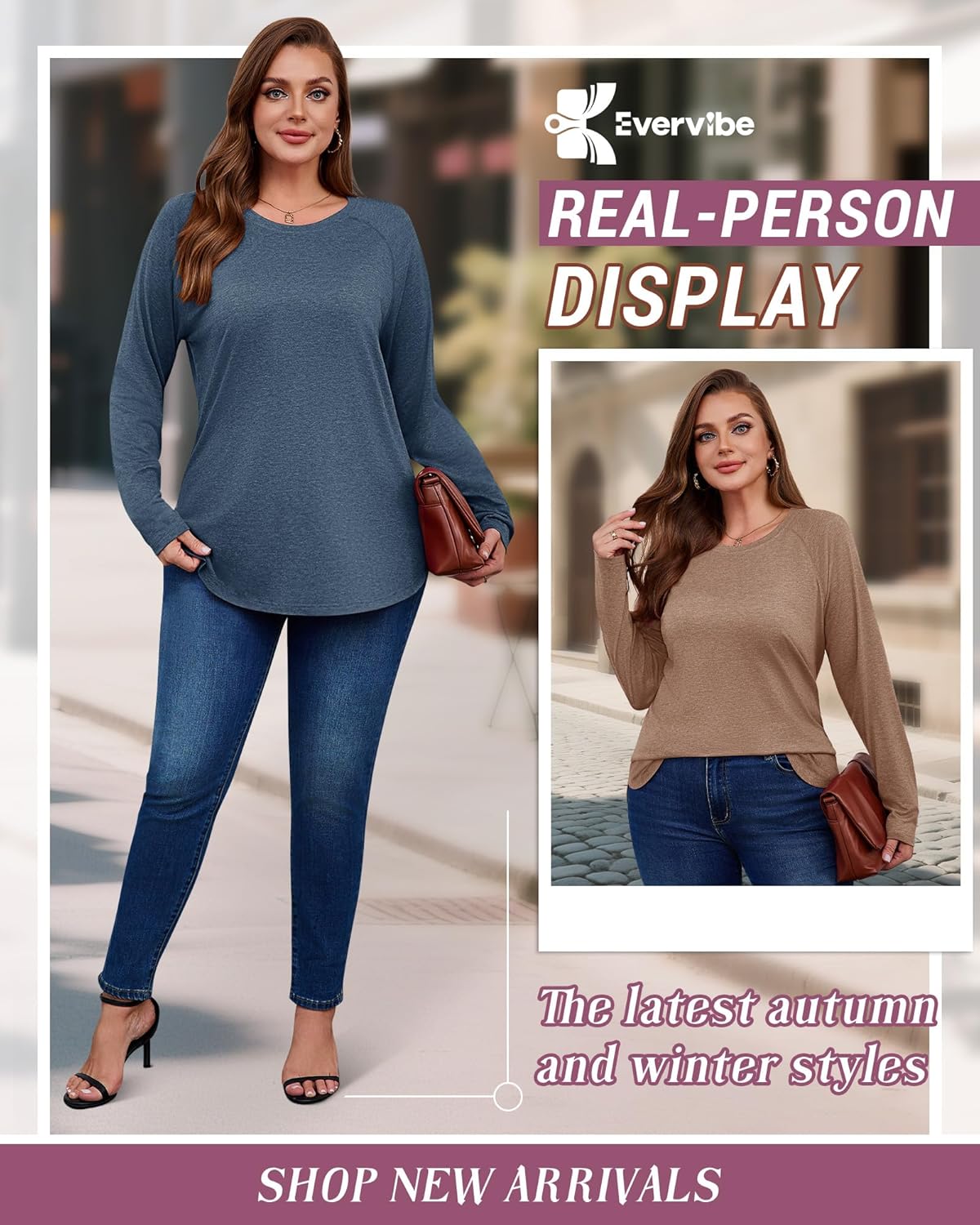3 Pack Womens Plus Size Shirts Long Sleeve Casual Tops Crew Neck Basic Tee Curved Raglan Sleeves Tunic Fall Outfits - Image 2