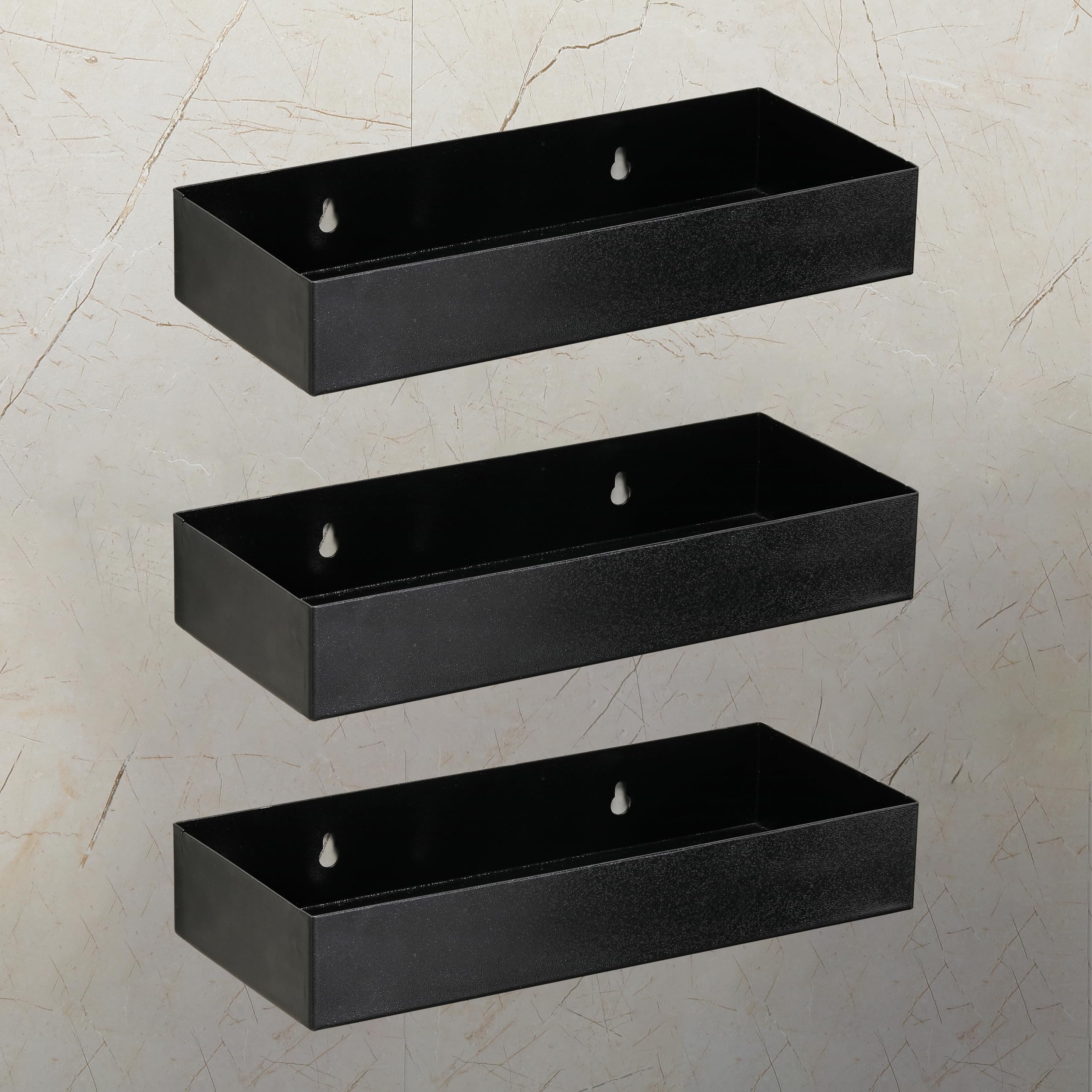 FORTUNE Mild Steel Wall Mount Box Shelf Bathroom Multi-Functional Storage Shelf/Kitchen Shelves/Rack & Caddy Basket Bathroom Accessories, Homes, Hotels, Decor Black- 12X5 Inch (Pack of 3) (B09TJDPJSZ) Amazon Price History, Amazon Price Tracker