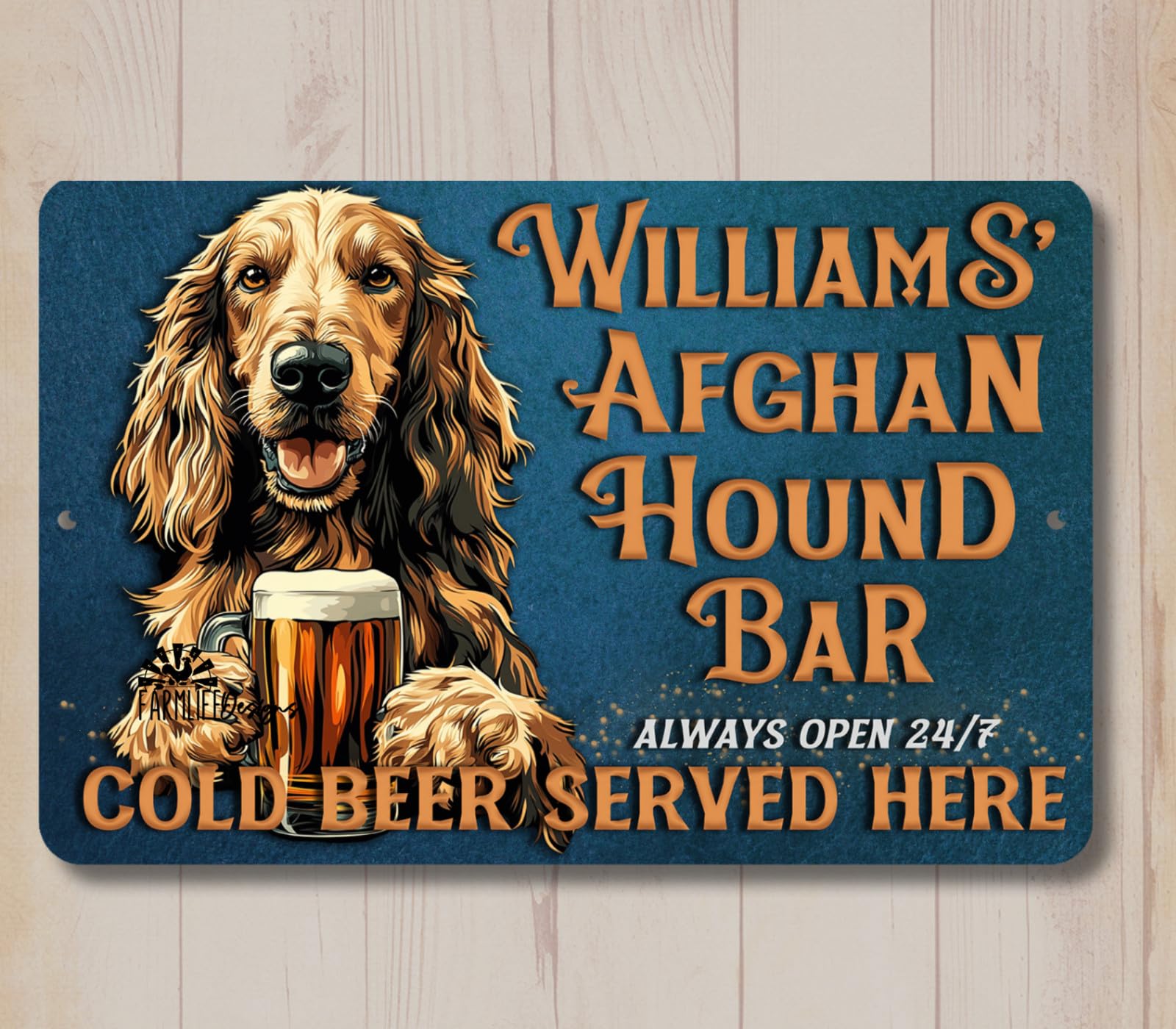 Afghan Hound Custom Bar Sign Personalized man cave beer dog metal tin wall art home decor