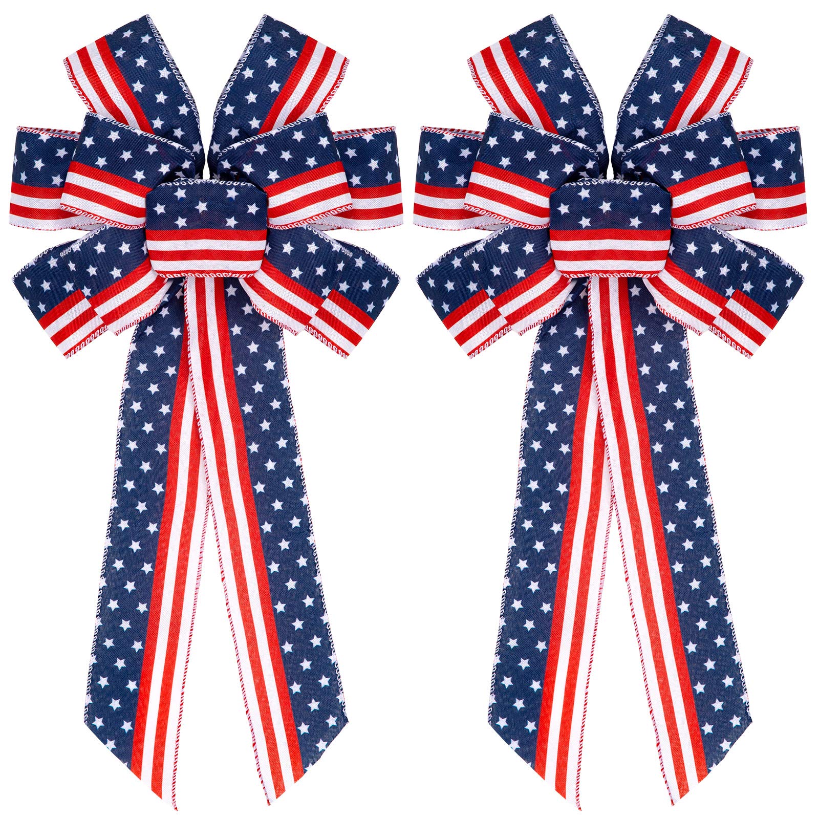Lazos del 4 de julio de la bandera americana adornos grandes para arboles de jardin exteriores