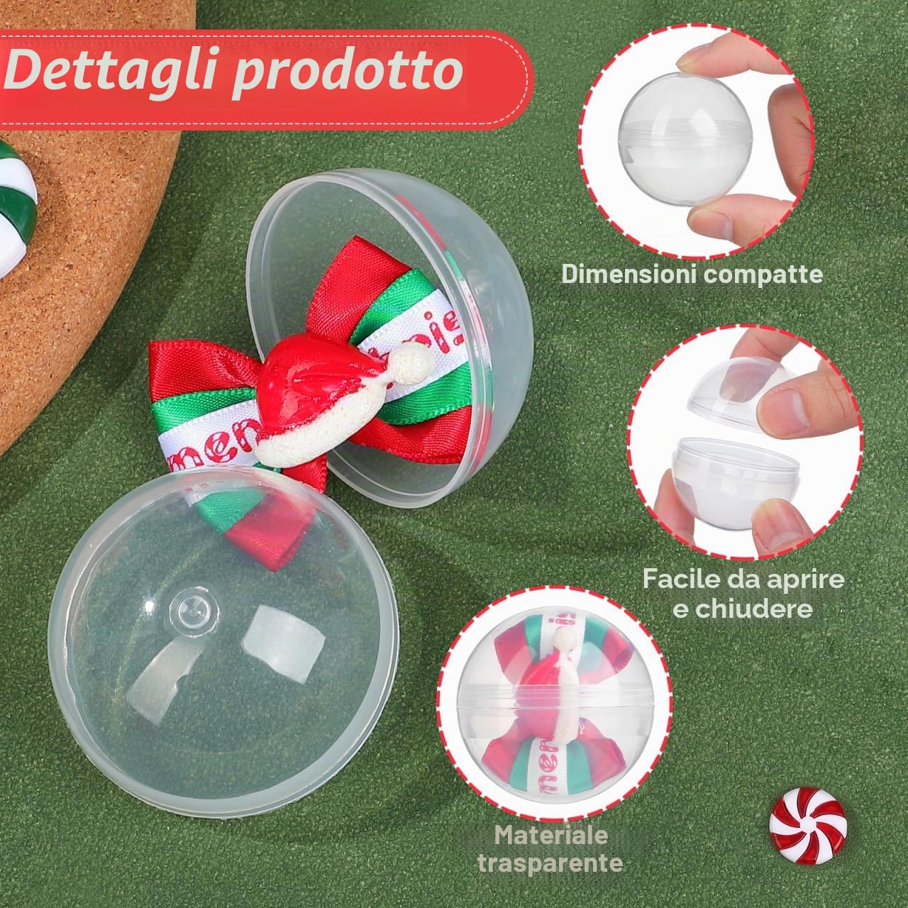 HOMSFOU Sfere della lotteria in plastica cava bingo 50 pezzi 45 mm sfere trasparenti tombola rotonde distributori automatici palline da gioco puntelli per feste