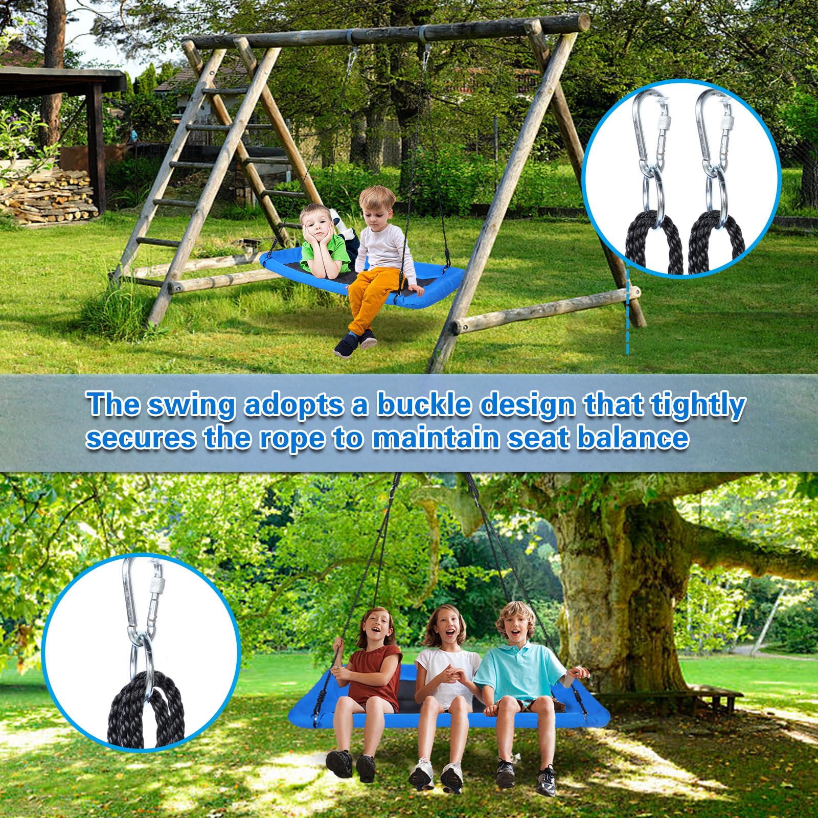 GCCSJ 700lb Giant 60" Platform Tree Swing,Rectangular Platform Swing, Outdoor Swing, Kids and Adults Outdoor Tree Swing