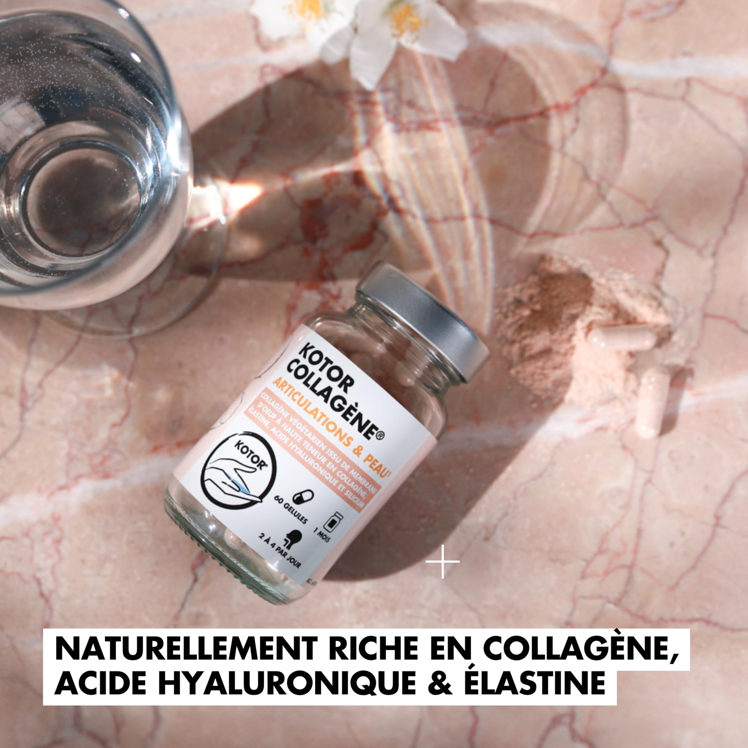 COLLAGÈNE FRANÇAIS & NATUREL | Membrane d’Œuf riche en Collagène type I, V, X + Acide Hyaluronique, Élastine, Silicium et Vitamine C | Peau, Articulations, Cheveux & Ongles | 60 Gélules | 1 Mois