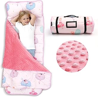 ACRABROSToddler Nap Mat with Pillow and Blanket, Extra Large Rolled Napping Mats,Slumber Bags for Boys Girls,Kids Sleeping Bag for Daycare, Preschool Travel Camping, Ballet, King