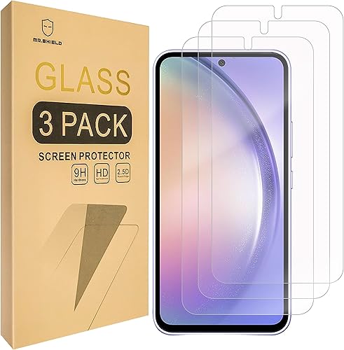 Mr.Shield [Paquete de 3] Protector de pantalla para Samsung Galaxy S23 FE [vidrio templado] [vidrio japonés con dureza 9H] Protector de pantalla