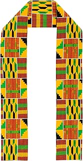 Kente Cloth Scarf, Unisex Kente African Print Stole Sash for Black Histo...