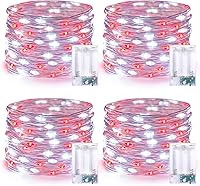 Vista 29 de JMEXSUSS Paquete de 4 unidades de 50 luces LED multicolor de hadas operadas por batería, cada una de 16 pies, luces de Navidad multicolor