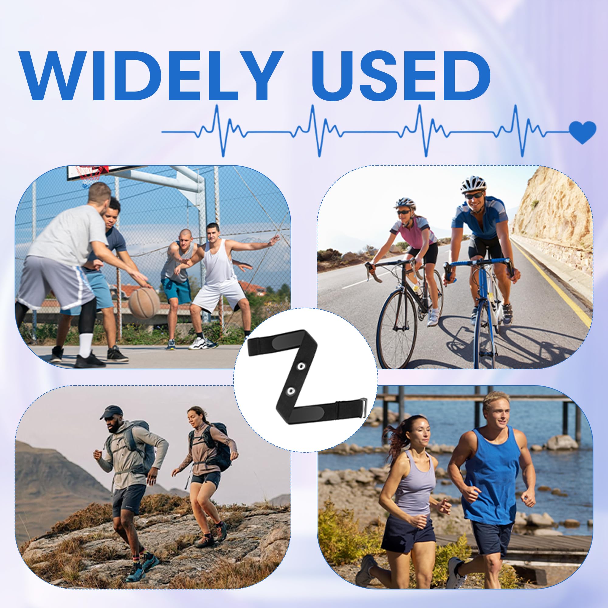 Banda Elástica Ajustable, Chest Mount Cinturón Pulsómetro Banda Heart Rate Chest Strap Replacement Belt Correa de Repuesto Compatible con H10 H9 Deporte Running Monitor de frecuencia Cardiaca (97cm )