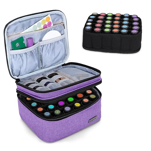 LUXJA Essential Oil Carrying Case - Holds 30 Bottles (5ml-30ml, Also Fits for Roller Bottles), Double-Layer Organizer for Essential Oil and Accessories, Purple (Bag Only)