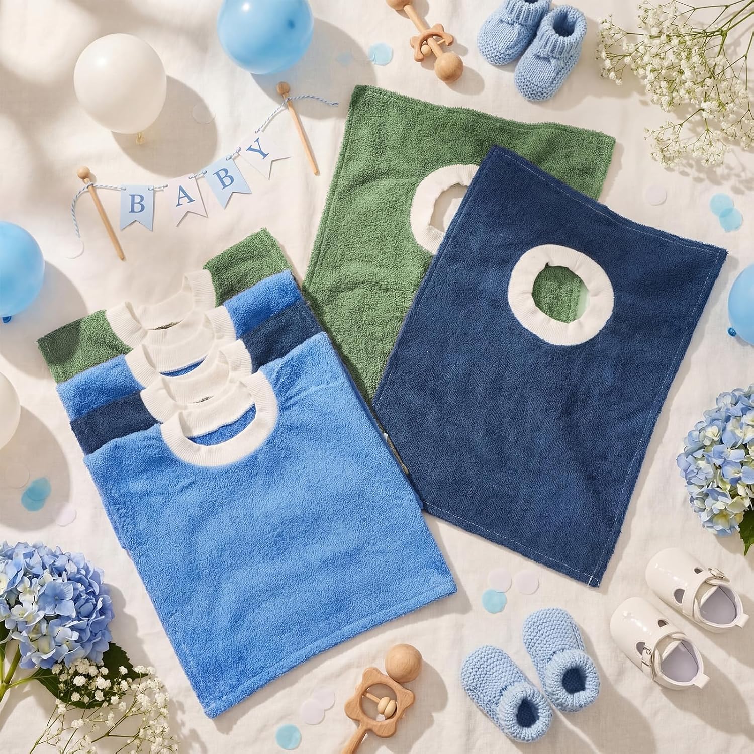 Foaincore 6 Pcs Pullover Baby Bibs Cotton Terry Toddler Absorbent Infant for Feeding and Drooling Towel Bib (Deep Colors)