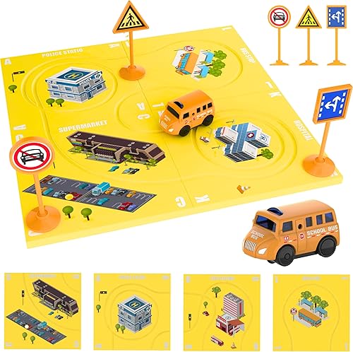Miniatura 5 de Juguetes de pista de carreras para niños  (8 piezas) rompecabezas de azulejos magnéticos para niños juguetes para niños de 3 a 5 años con vehículo