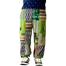 Patchwork Cotton Pants | Lightweight Durable Hippie Harem Pants for Daily use | Hand Made Multi Pocket Jogger Unisex Design.