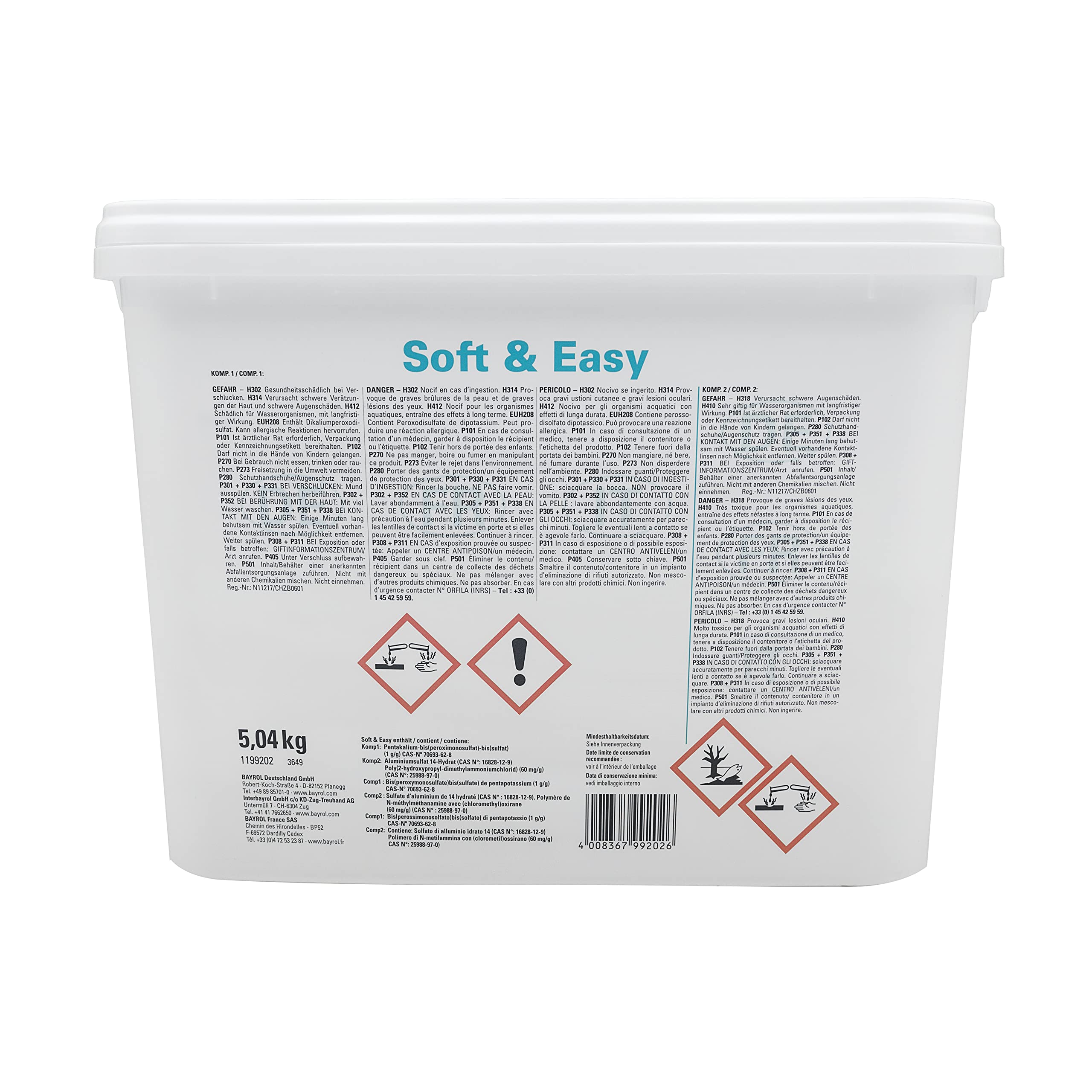 BAYROL Soft & Easy 30m3 (12 sachets) - 5,04kg | Oxygène Actif Multiaction - Désinfection Régulière Multifonction sans Chlore - Sachets pré-dosés + 10 Tests HPS OFFERTS 6 en 1
