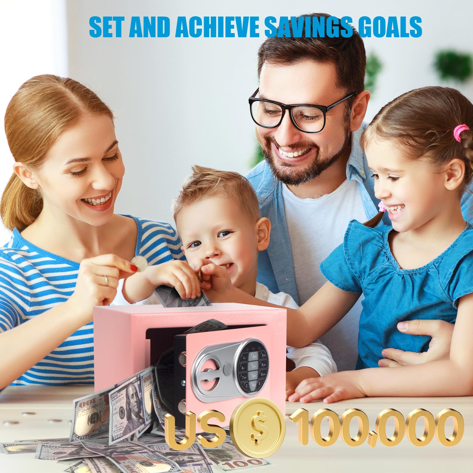 Tirelire en métal avec mot de passe électronique et clé, grande tirelire avec alarme et alerte de batterie faible pour adultes et enfants, tirelire d'argent et de pièces de monnaie
