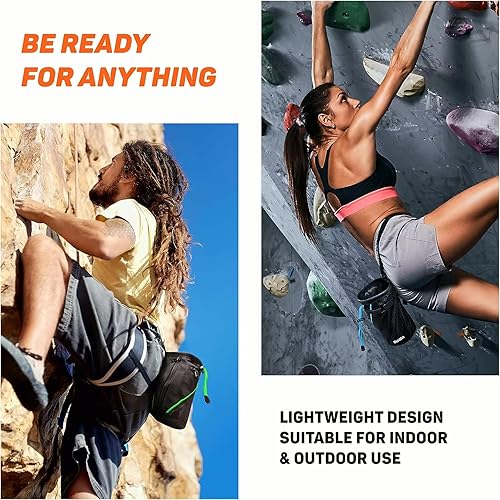 Miniatura 5 de Bolsa de tiza para escalada en roca con cinturón de clip rápido, grandes bolsillos con cremallera y soporte para escobillas, levantamiento de pesas,