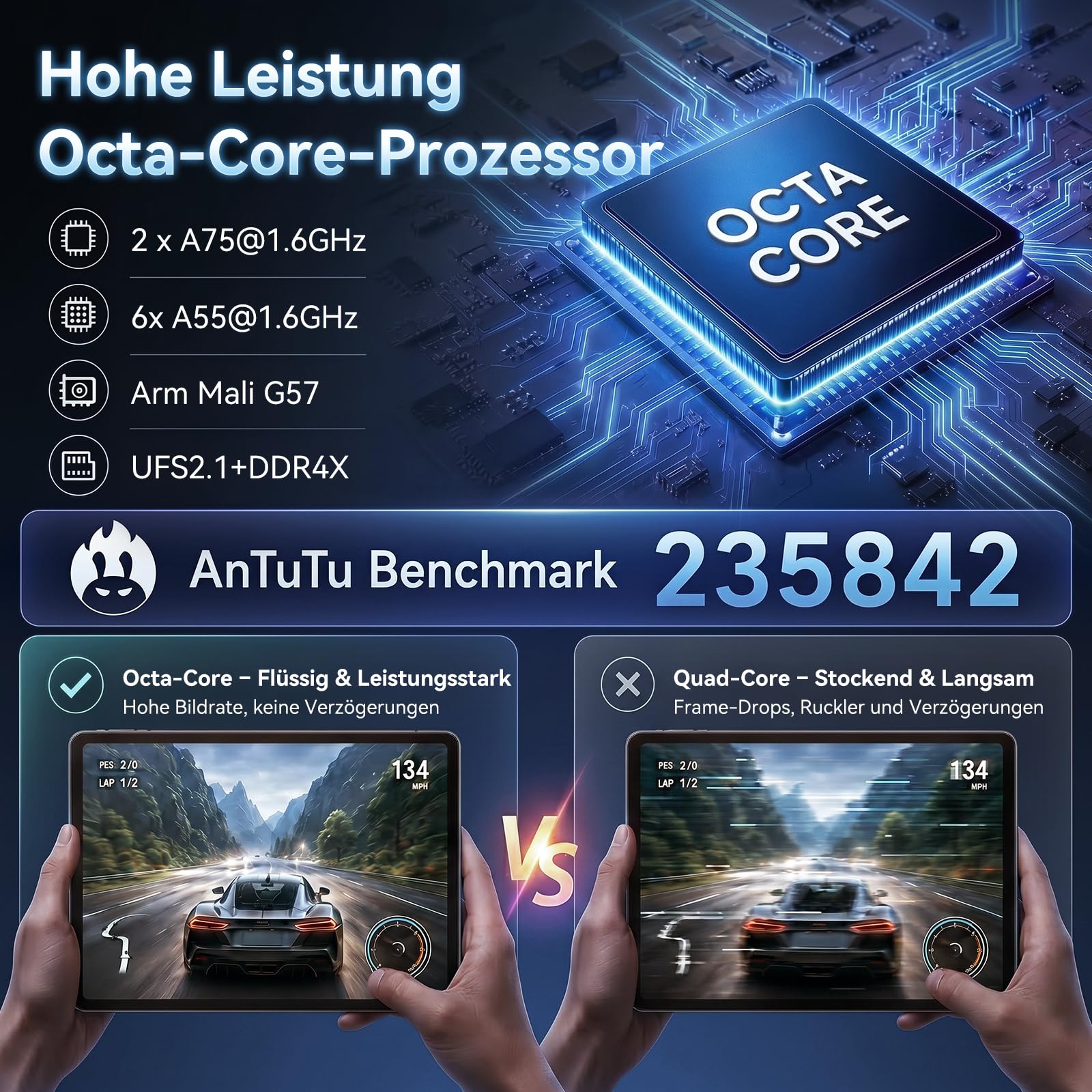 TABWEE Android 16 Tablet mit Tastatur und Stift, 24 GB+256 GB (2 TB TF) | Ideal für Studium und Home-Office, Octa-Core, Gemini AI, Widevine L1, 10 Zoll Tablet, Face ID, GPS (4 Jahre Garantie)