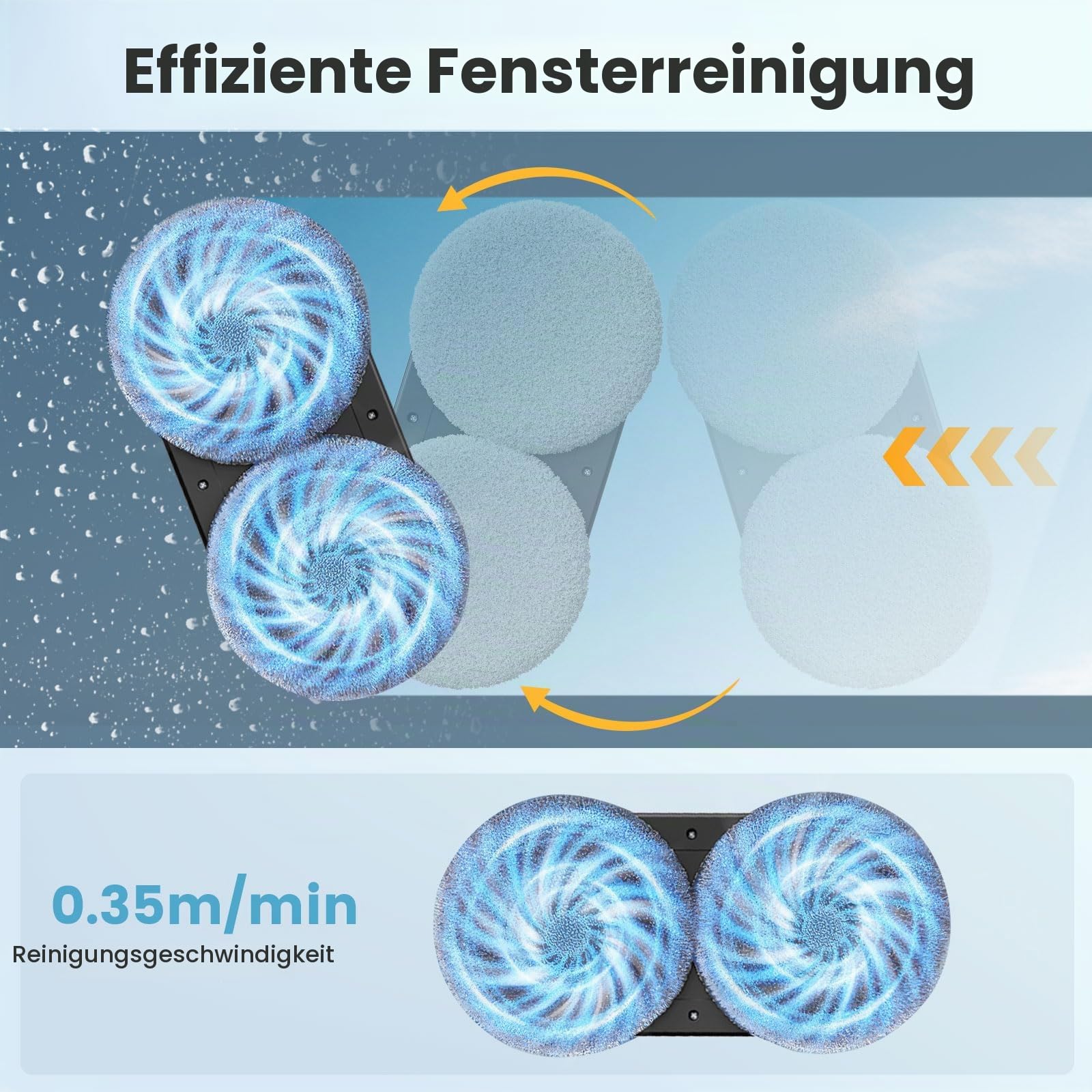 Fensterputzroboter 3000 PA 0.35m/min Saugleistung Glasreinigungsroboter Elektrischer Fensterreiniger mit Fernbedienung Richtungen ferngesteuertes Automatischer Fensterroboter
