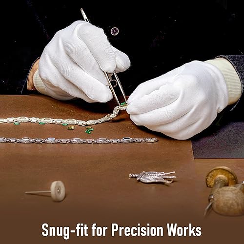 Miniatura 4 de COOLJOB 4 pares de guantes de algodón suaves hidratantes con puño elástico, guantes de loción para dormir durante la noche para manos secas, piel