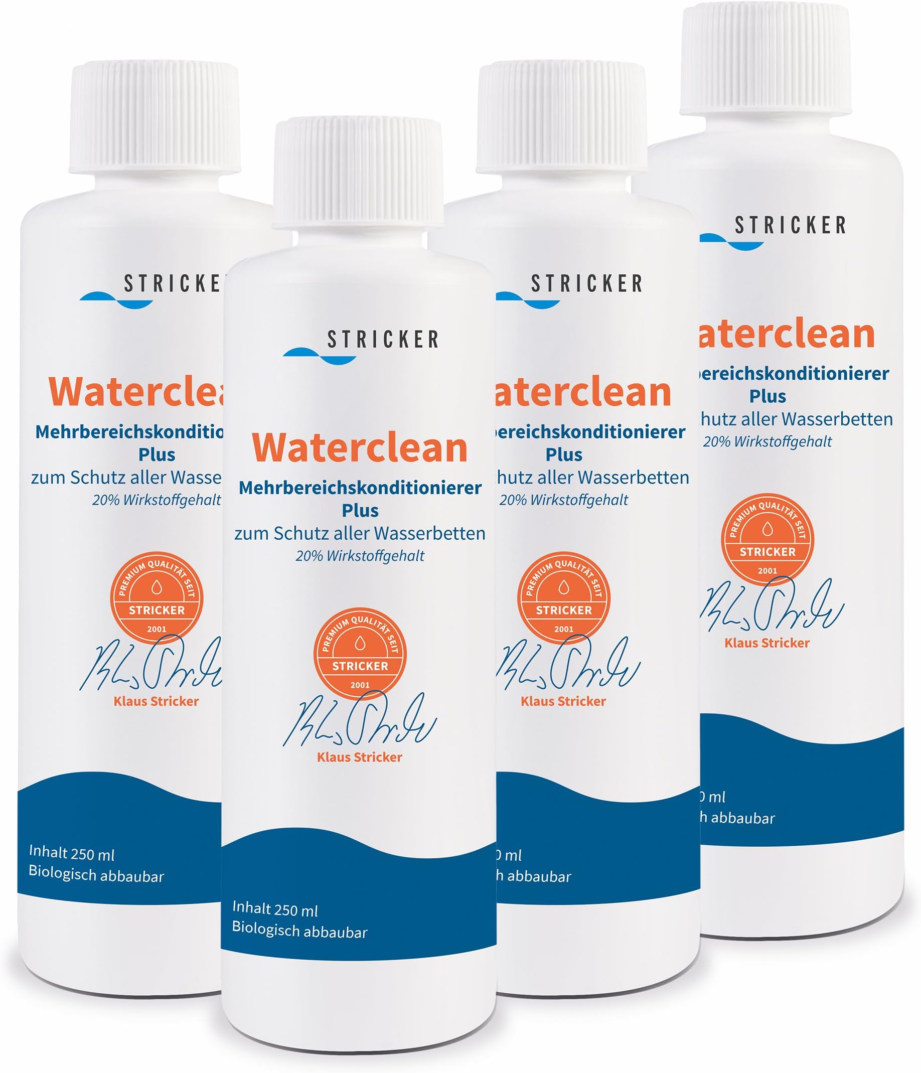 4 x Multigrade Waterbed Conditioners Plus Each 250ml Stricker Chemicals