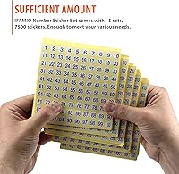 Vista 5 de 1-500 etiquetas adhesivas de números redondos, 15 juegos, 7500 etiquetas autoadhesivas, calcomanías pequeñas de números consecutivos, letreros