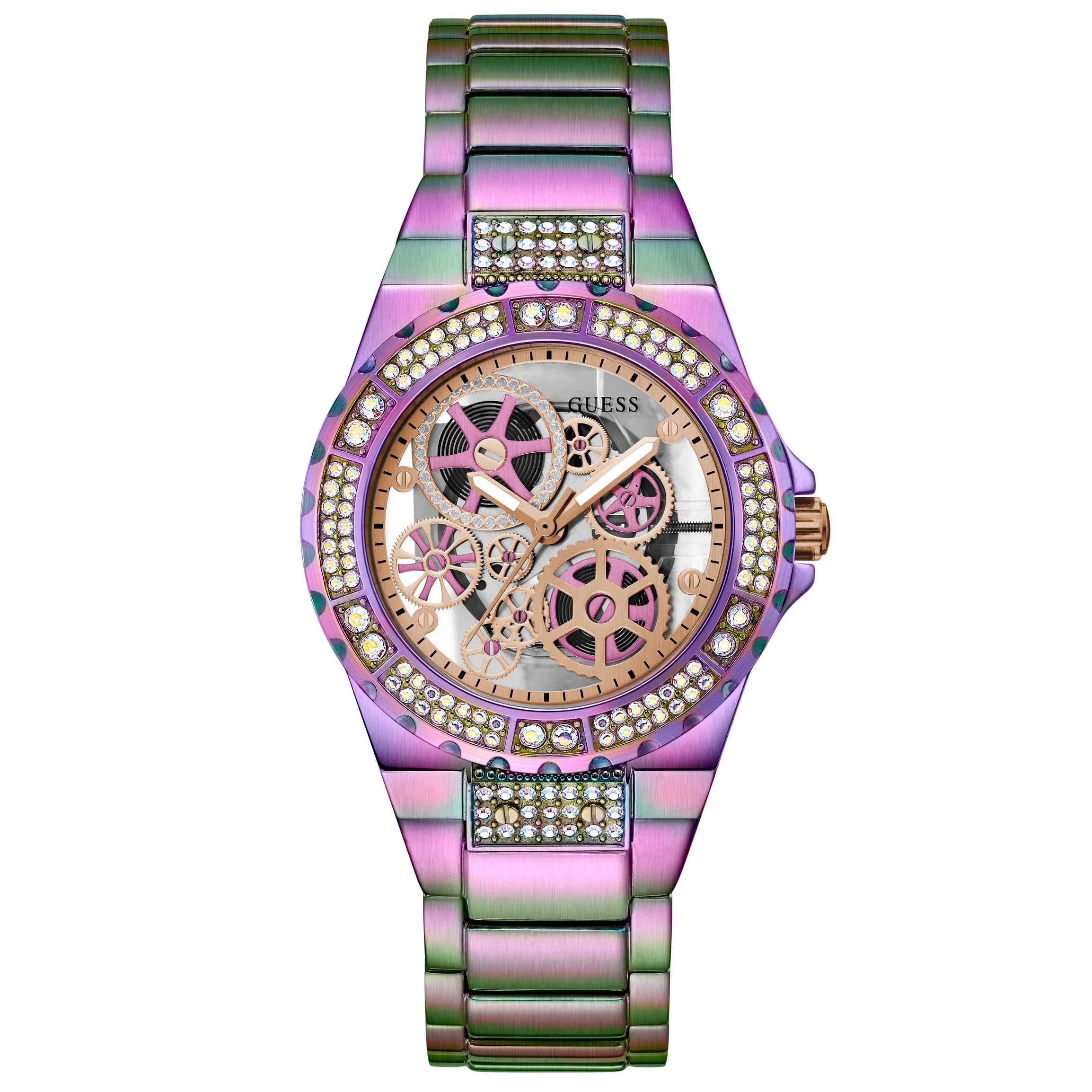 Guess Reveal Collection 3 Hand Womens Analog Rose Gold Dial Coloured Quartz Watch, Round Dial with 39 mm Case Width - GW0302L3 (B09SJ1L456) Amazon Price History, Amazon Price Tracker