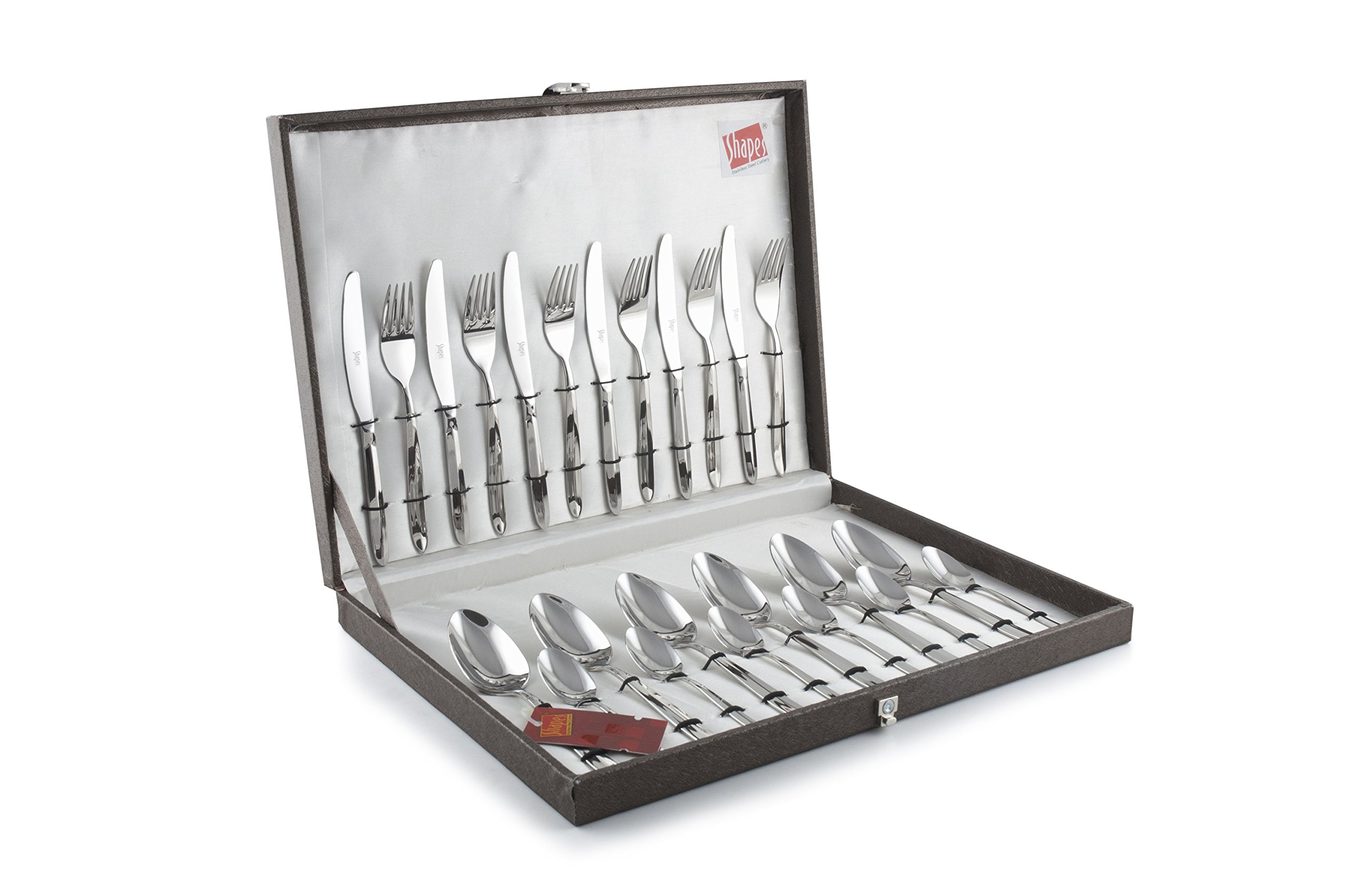 Shapes Rio 304 Grade, 18/10 & Cup Rolled Stainless Steel 24 Pieces Cutlery Set with Box