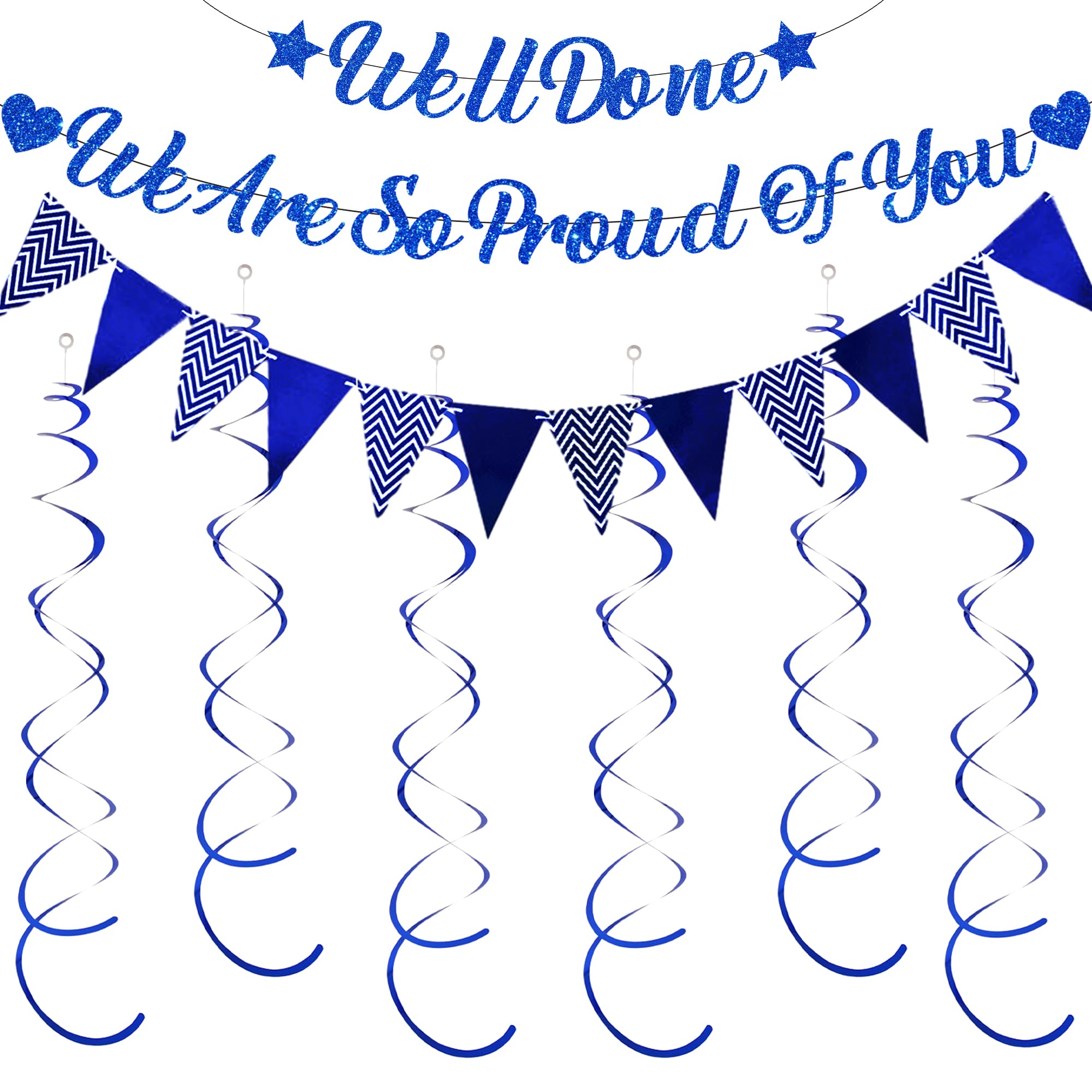 Graduation Decorations Congratulations Banner 2026, We Are So Proud of You Party Supplies Blue Well Done Banners