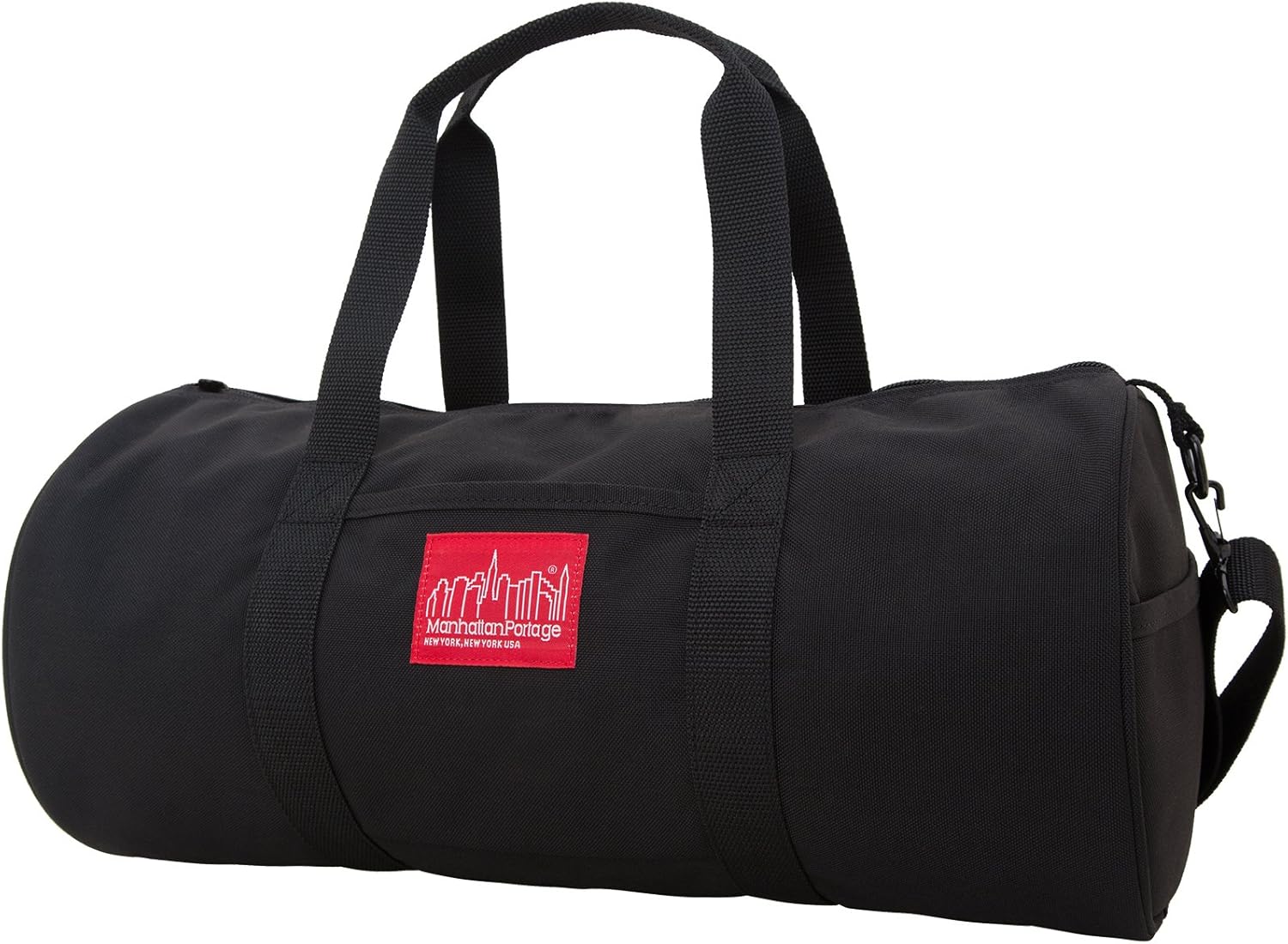 Manhattan Portage Chelsea Drum Bag With Detachable Strap Dual External Pockets & Keychain Hook 1000D Cordura Hold-All for Travel & Daily Use (Black, Medium)