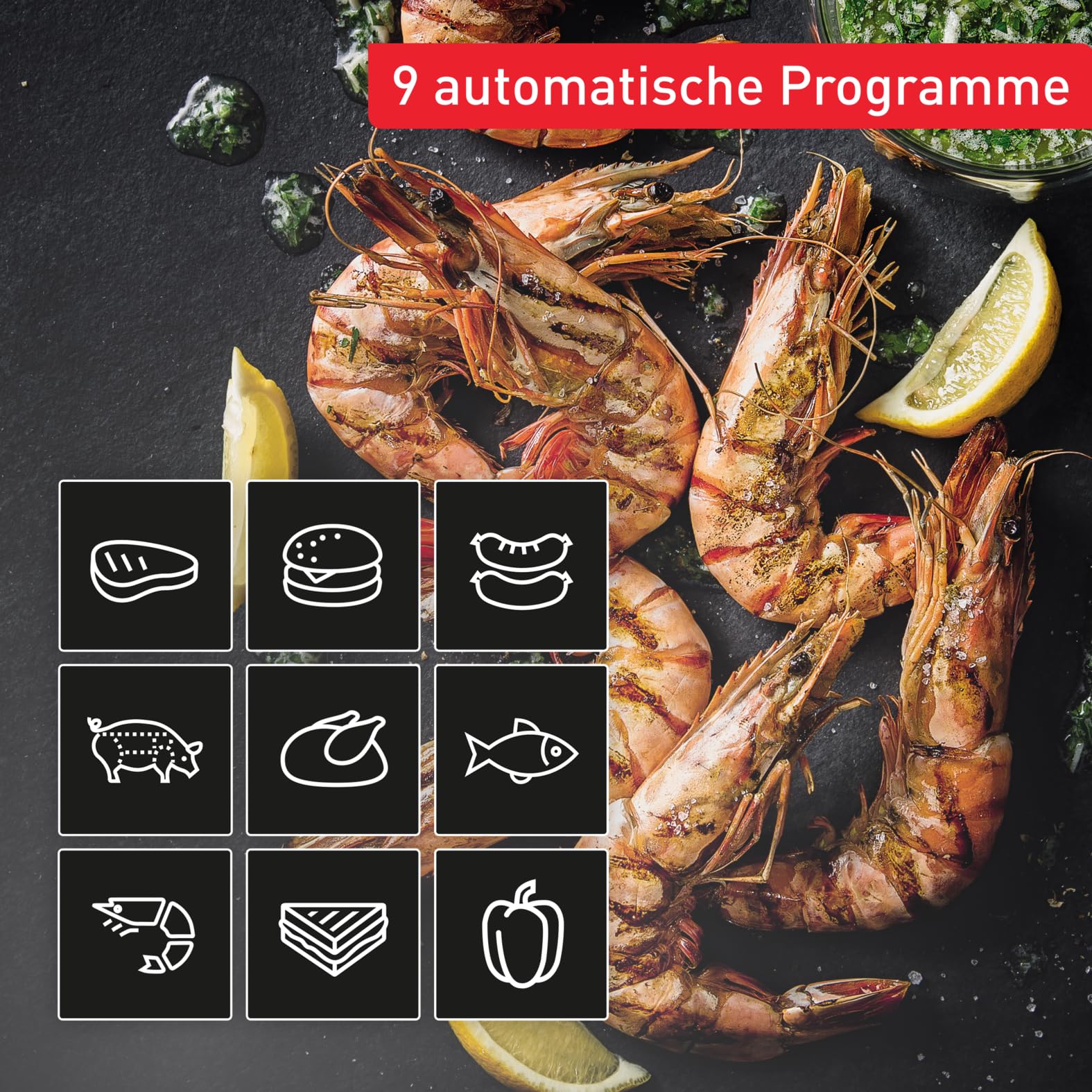 Tefal OptiGrill 4in1 Kontaktgrill GC776D10, 9 Programme, spülmaschinengeeignet