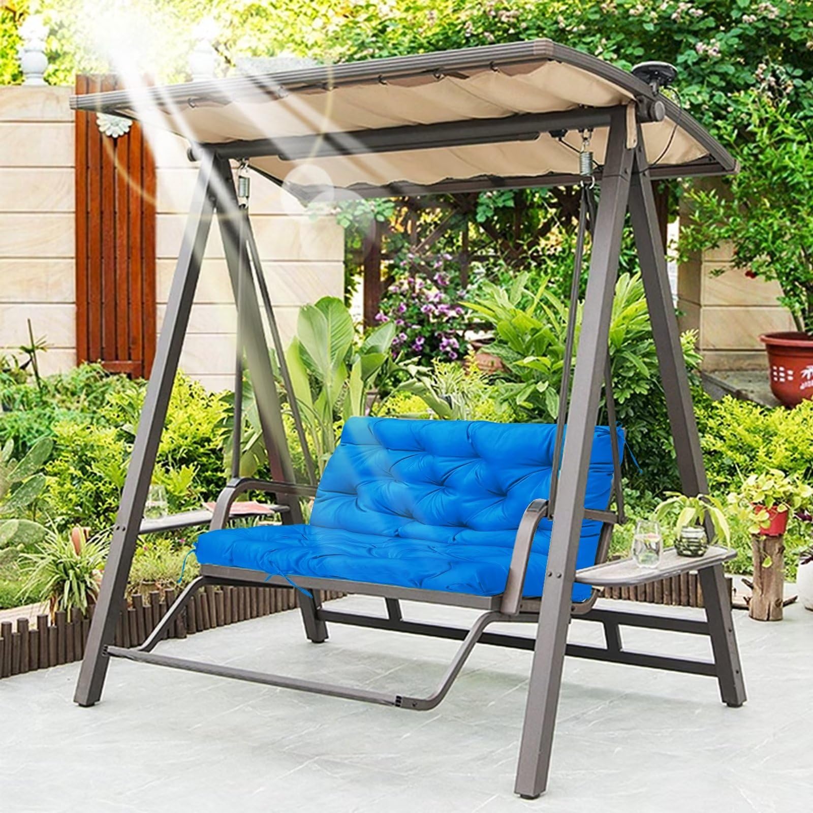 OITTO Cuscino Per Panca Da Esterno Impermeabile, 120x40 Cm Spesso 5 Cm, Grigio, Con Cinghie Antiscivolo Per Giardino E Altalena