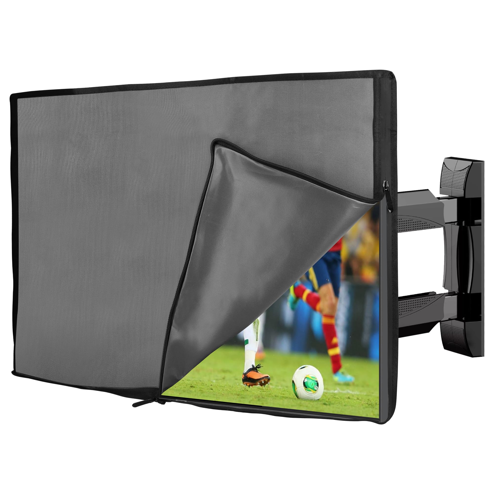 kwmobile 49-50" TV Abdeckung Outdoor mit Reißverschluss - Outdoor Fernsehabdeckung - Fernseher Hülle Bildschirmschutz - TV Schutzhülle wetterfest - Dunkelgrau