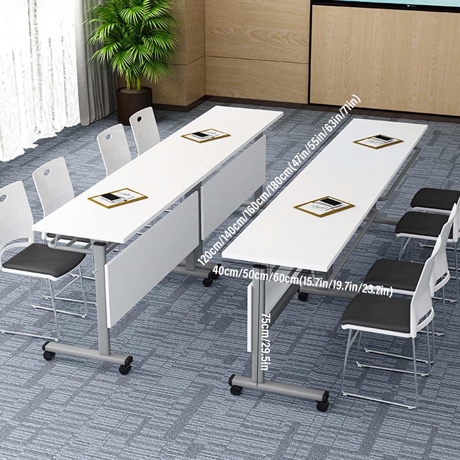 Scrivania pieghevole portatile con ruote, postazione di lavoro mobile per ufficio, conferenze, casa, scuola o sala di formazione, tavolo pieghevole versatile per computer portatile per una facile