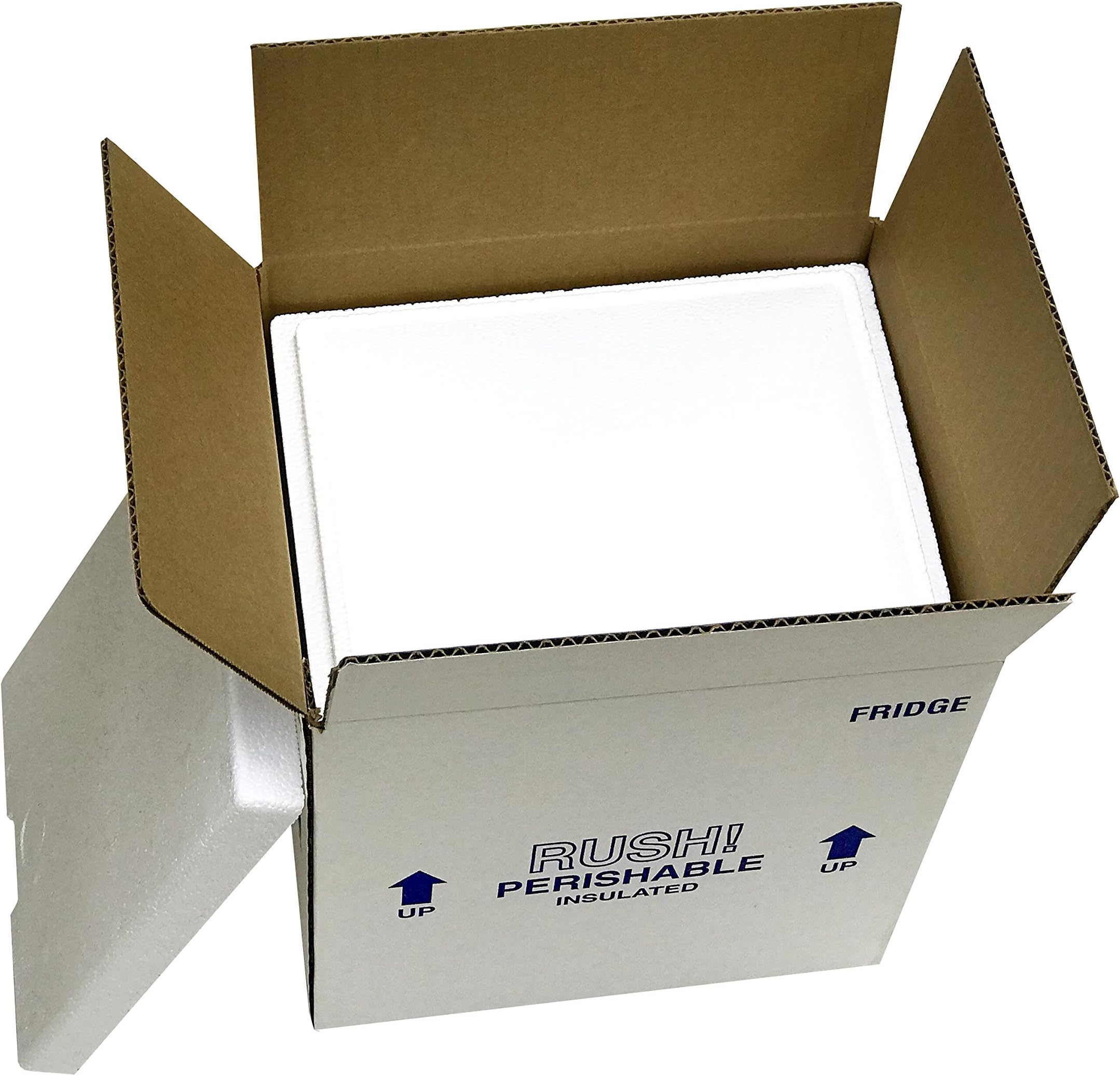 Fridge Cooler Insulated Carton w/Foam Ship 13 Quarts, 9.5” Length x 7.5” x Width 10.5” Depth, (Inside Dims Of Cooler), 3/4" Wall Thickness, Pre-Packed Inside Cardboard Shipping Box (Pack of 2)