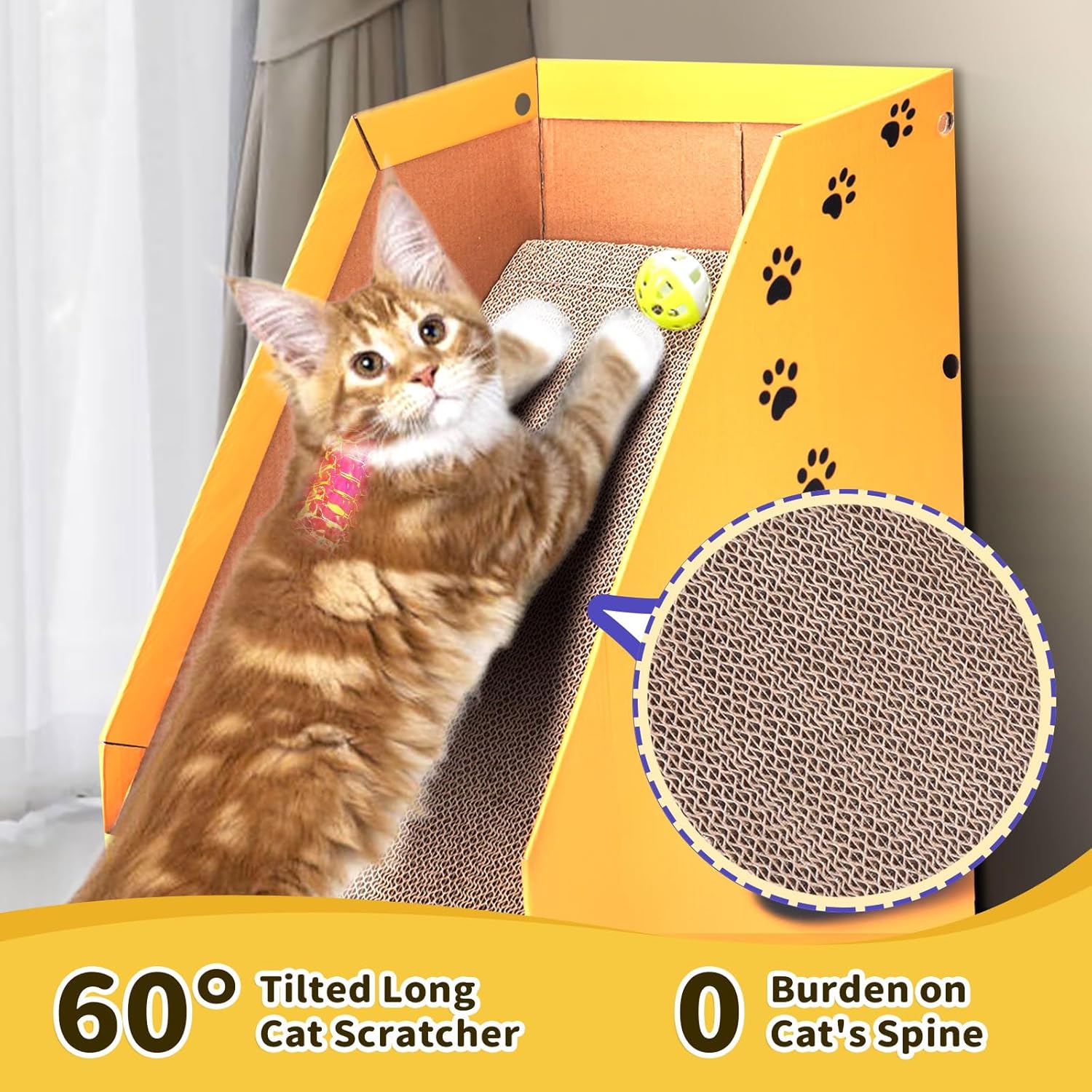 review Cat Scratcher, Cat Scratching Broad, L Shaped Cat Scratcher for Indoor Cats, Adjustable Cardboard Cat Scratch Pad with Ball Toy, Protecting Furniture Vertical Cat Scratching (2 Replacements)