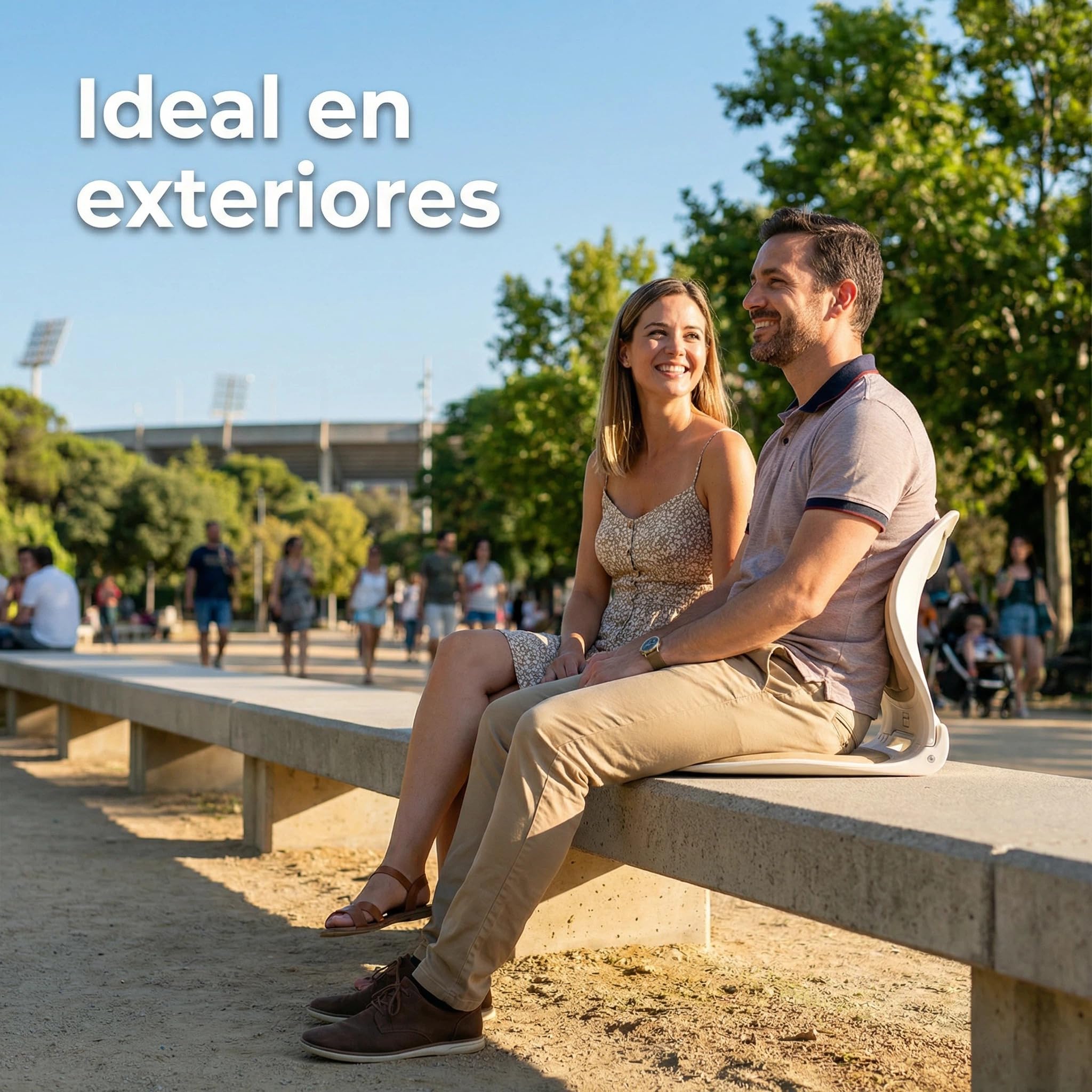 Siège Pliable avec Dossier Premium 200 kg · Support Intégré et Base Stable · Léger et Portable 1,15 kg · Mousse ou Gel · Idéal pour Bancs, Gradins et Extérieur (Mousse Rembourrée, Beige)