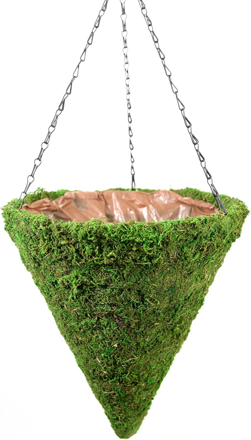 SuperMoss (29280 MossWeave Hanging Basket - Cone, Fresh Green, Large (12.5)"