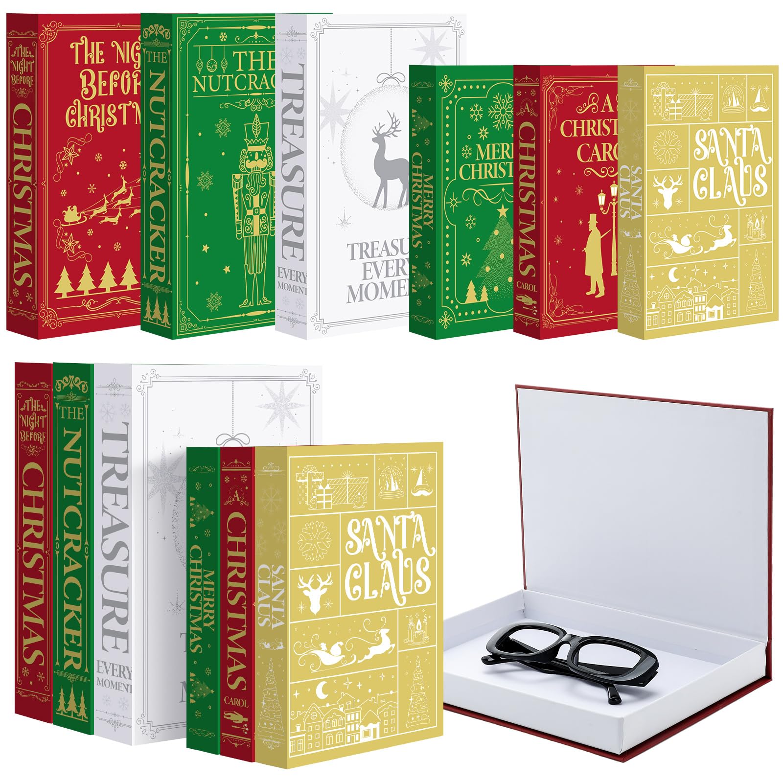 Boîtes de rangement décoratives de Noël AmazingSpark lot de 6 avec couvercle magnétique pour étagère