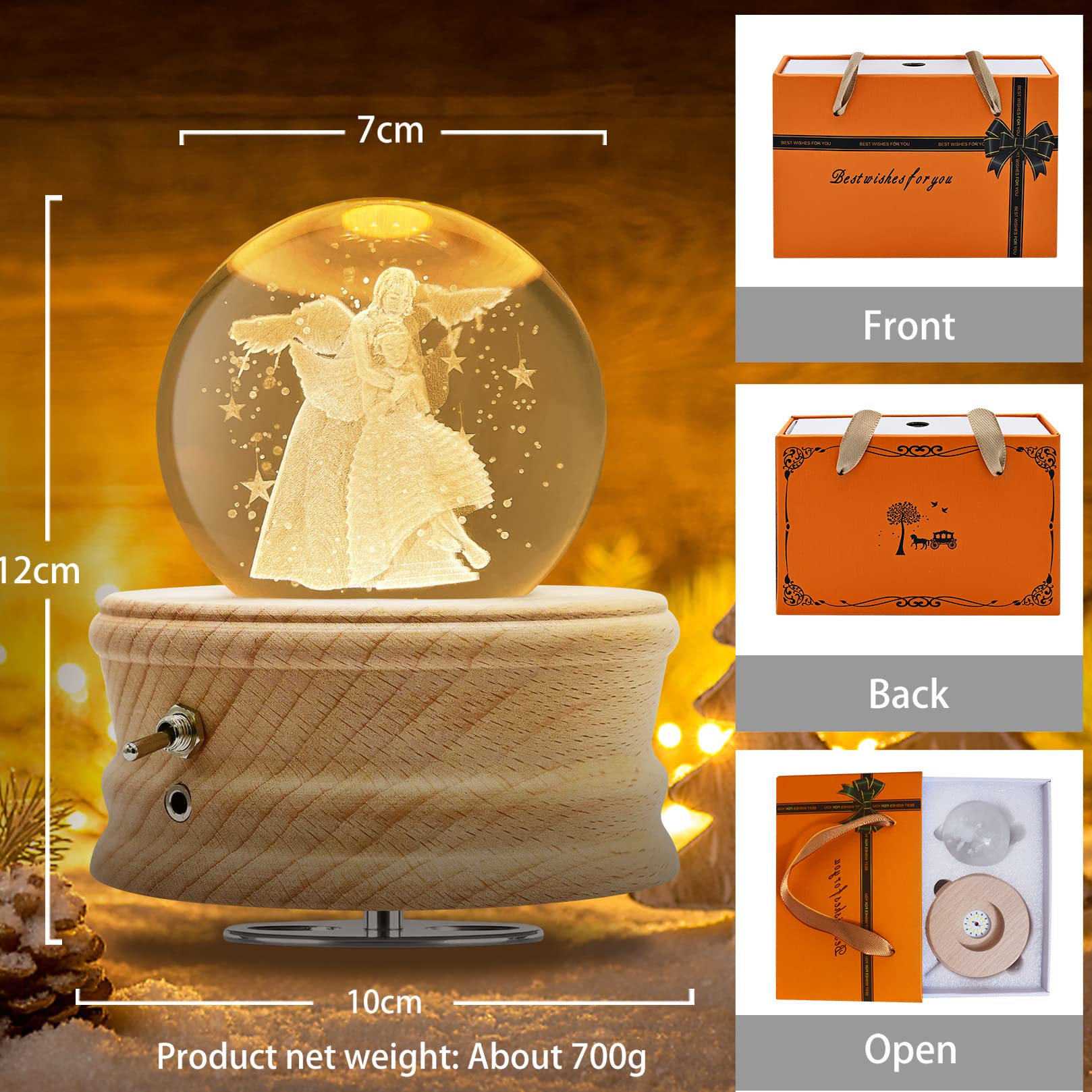 Roman MUS Glitterdome Palla Di Neve Con Treno Rotante – 14 Cm, Musicale 'We Wish You A Merry Christmas'
