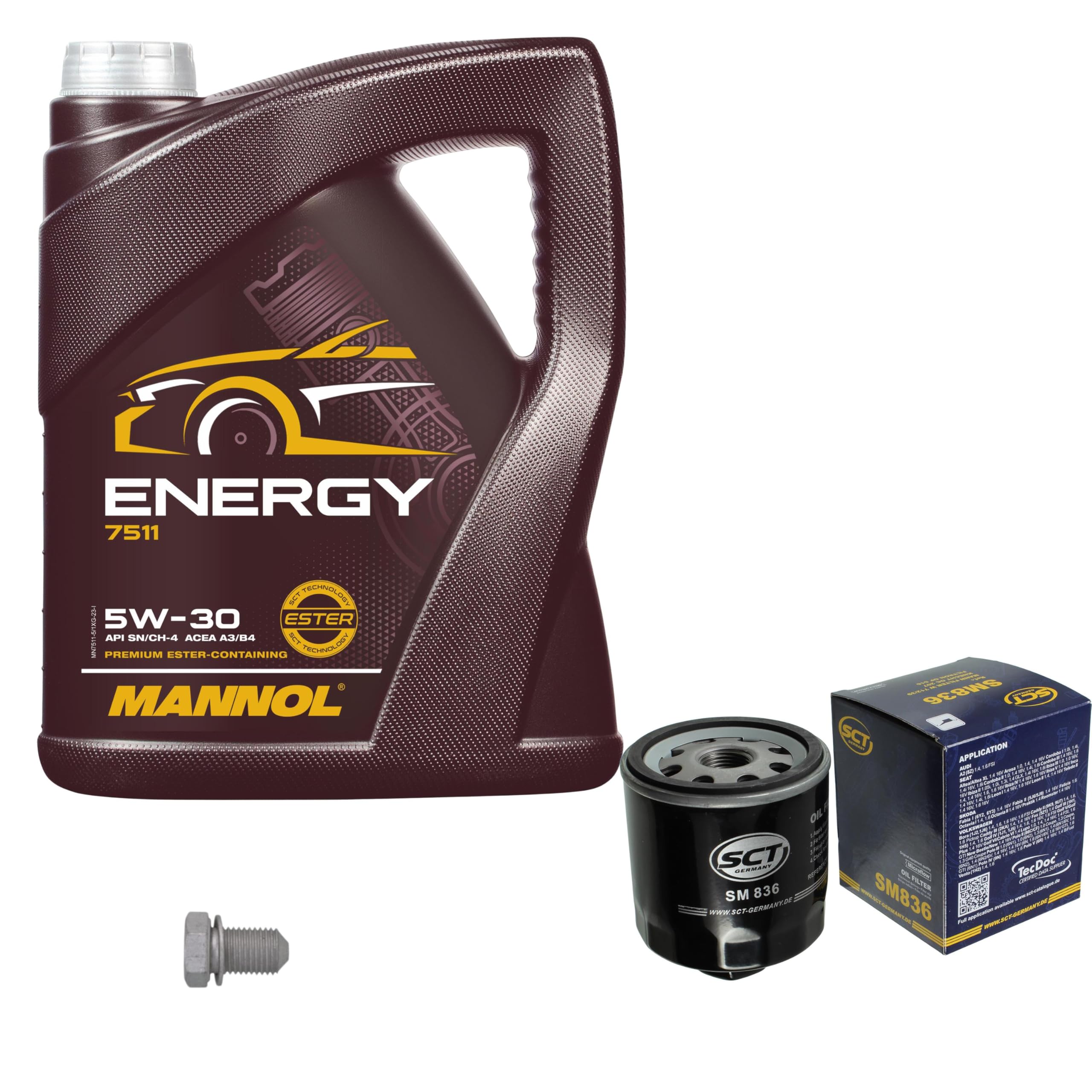 Inspektionspaket Wartungspaket Filterset mit 5 L Motoröl Energy 5W-30, Ölfilter, Verschlussschraube