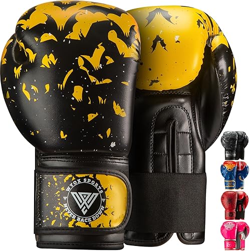 Miniatura 9 de WYOX Guantes de boxeo para niños de 4 onzas, 6 onzas, 8 onzas, guantes de boxeo juveniles para niños y niñas de 3 a 15 años, guantes de boxeo para
